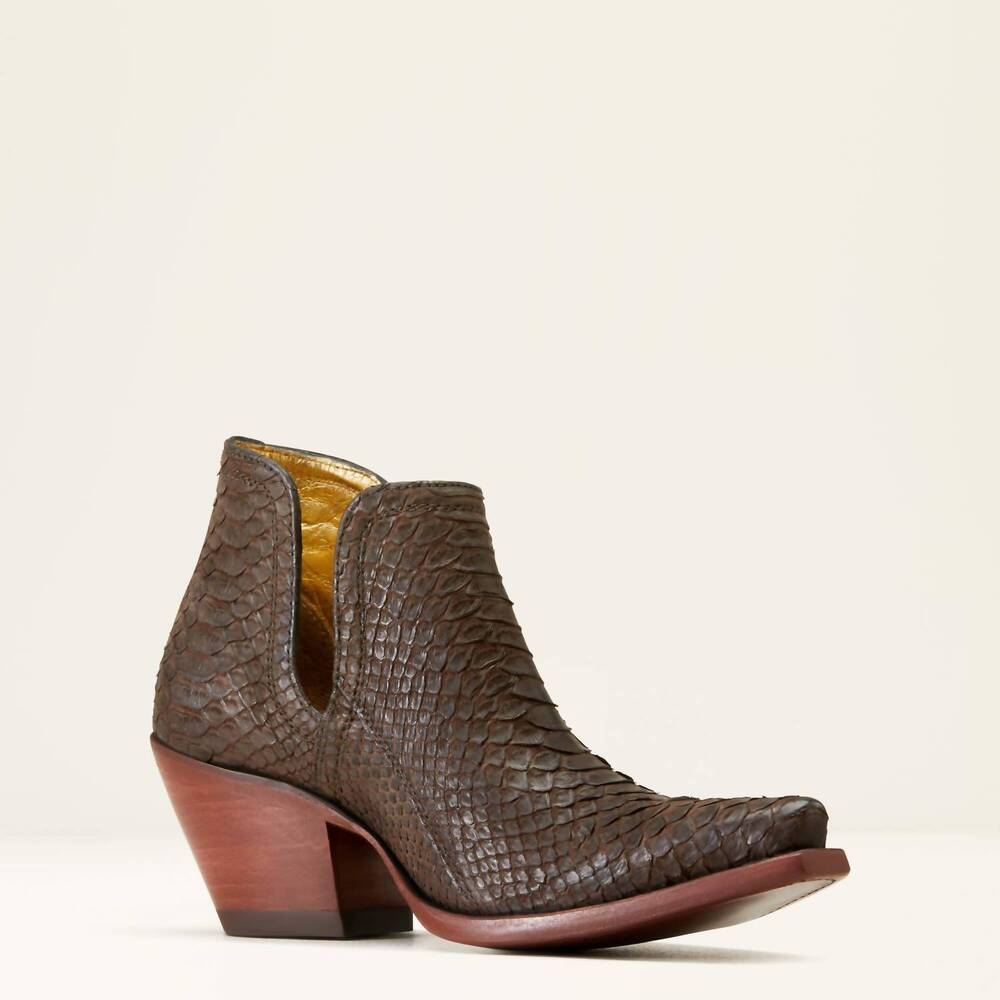 NEW ARIAT women's exotic dixon python western leather boot in chocolate